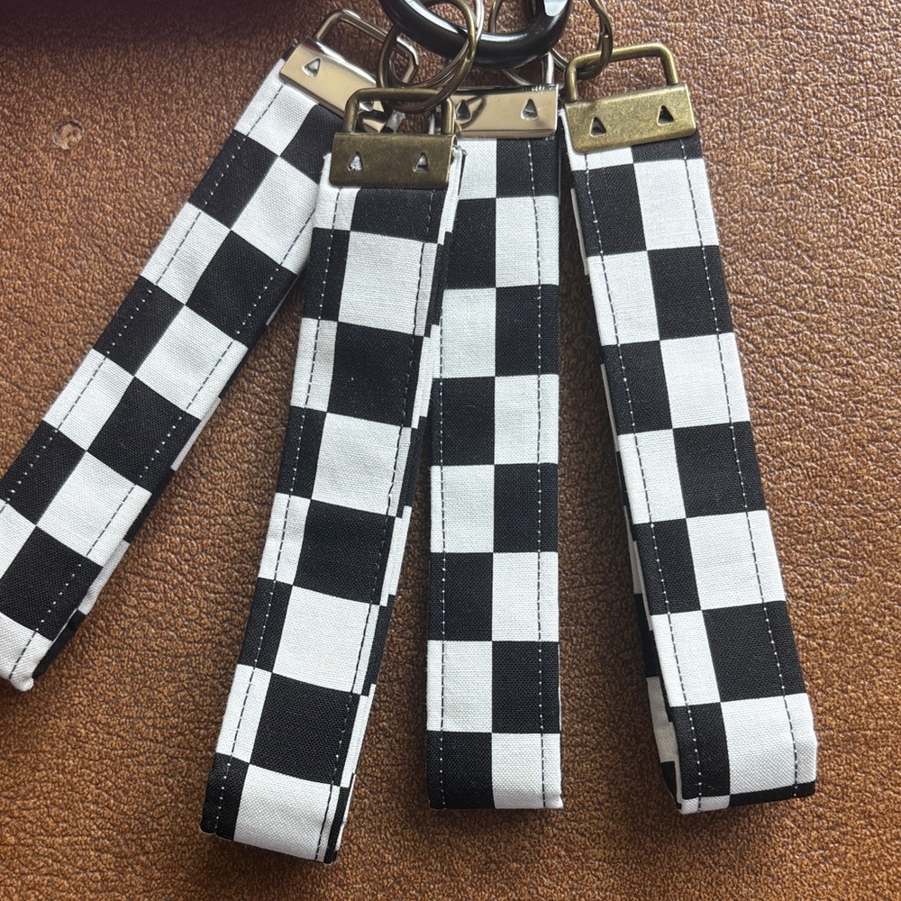 Black & White Checkerboard Keychain